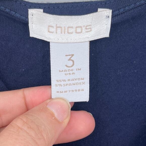 Vtg 90s Chico's Babydoll Maxi Dress Sz 16 Chicos 3 Asymmetrical Coastal Minimal - Picture 10 of 13